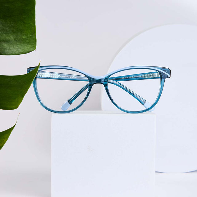 Proveedor óptico , Mundo Gafas , HM-5326 , Verde-indigo 53-17-140 , Gafas de Graduado ,