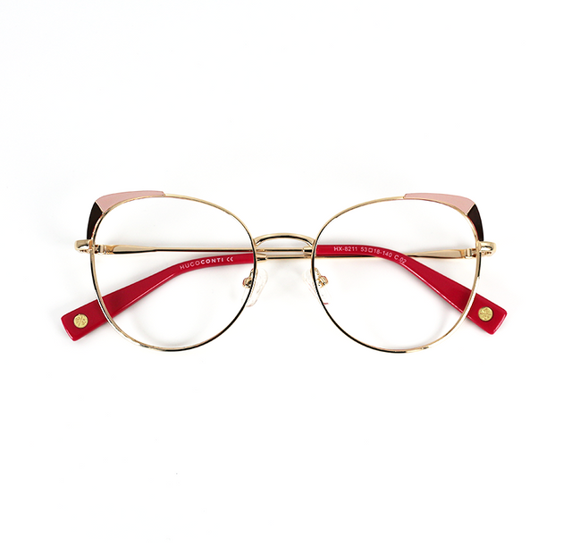 Proveedor óptico , Mundo Gafas , HX-8211 , Rosa 53-18-140 , Gafas de Graduado ,